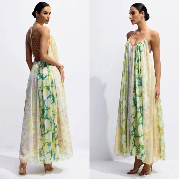 ZARA Floral Patchwork Low Back Long Maxi Dress ZW Collection Size Small NEW - Picture 1 of 8